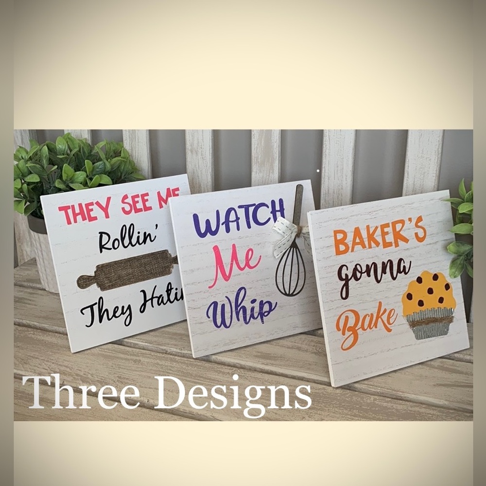 Kitchen 3Pcs~New Art~ For Your Home Kitchen, Bakery or Cafe Cute Text-Design🧁🆕🧁